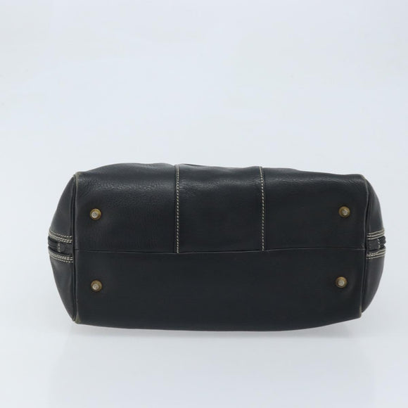 Christian Dior Hand Bag Leather Black Gold Auth ep13686