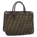 FENDI Zucca Canvas Hand Bag Black Brown Auth ep13687-1