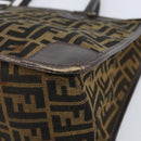 FENDI Zucca Canvas Hand Bag Black Brown Auth ep13687-10