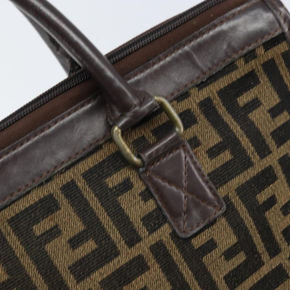 FENDI Zucca Canvas Hand Bag Black Brown Auth ep13687