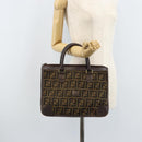 FENDI Zucca Canvas Hand Bag Black Brown Auth ep13687-23