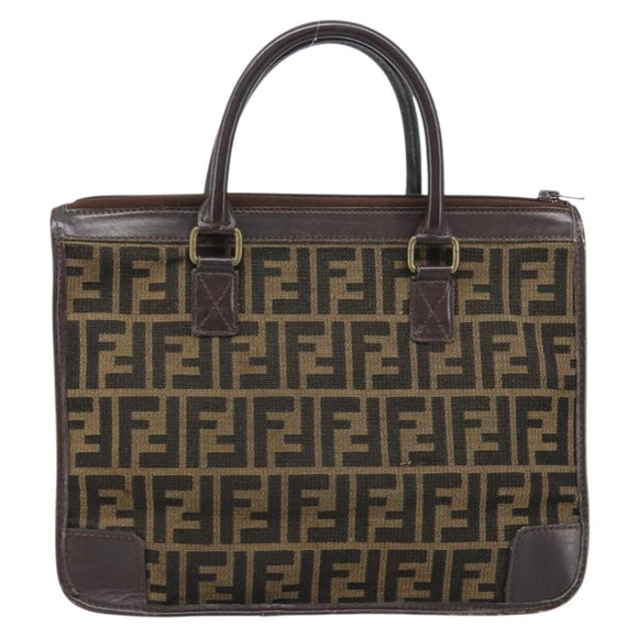 FENDI Zucca Canvas Hand Bag Black Brown Auth ep13687