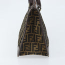 FENDI Zucca Canvas Hand Bag Black Brown Auth ep13687-4