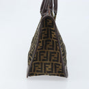 FENDI Zucca Canvas Hand Bag Black Brown Auth ep13687-5