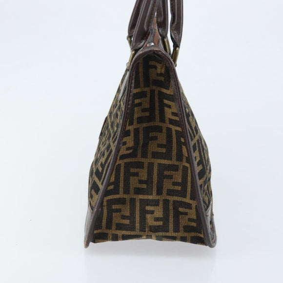 FENDI Zucca Canvas Hand Bag Black Brown Auth ep13687