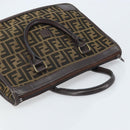 FENDI Zucca Canvas Hand Bag Black Brown Auth ep13687-6