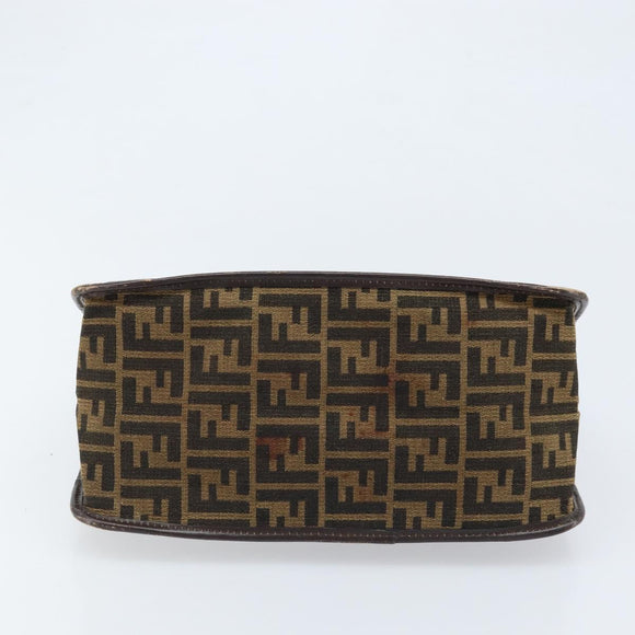 FENDI Zucca Canvas Hand Bag Black Brown Auth ep13687
