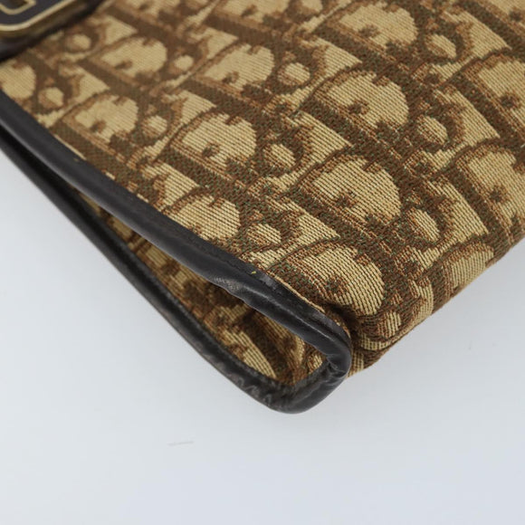 Christian Dior Trotter Canvas Schoudertas Beige Goud Auth ep13688A