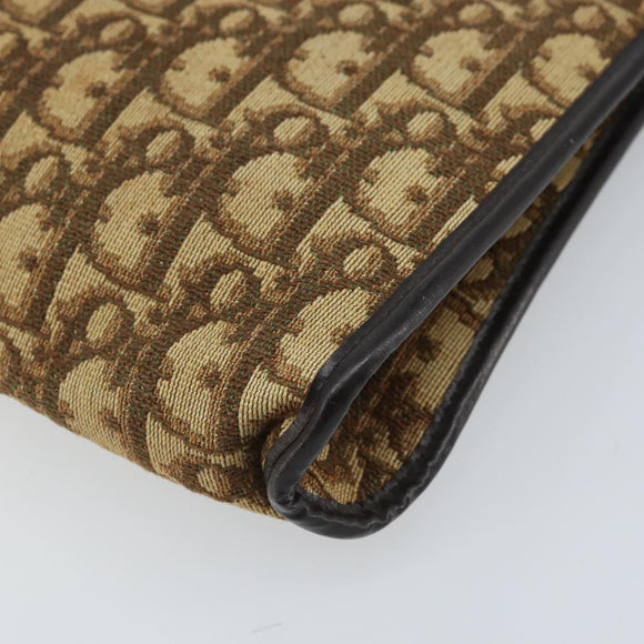 Christian Dior Trotter Canvas Schoudertas Beige Goud Auth ep13688A