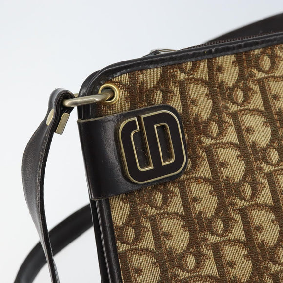 Christian Dior Trotter Canvas Schoudertas Beige Goud Auth ep13688A