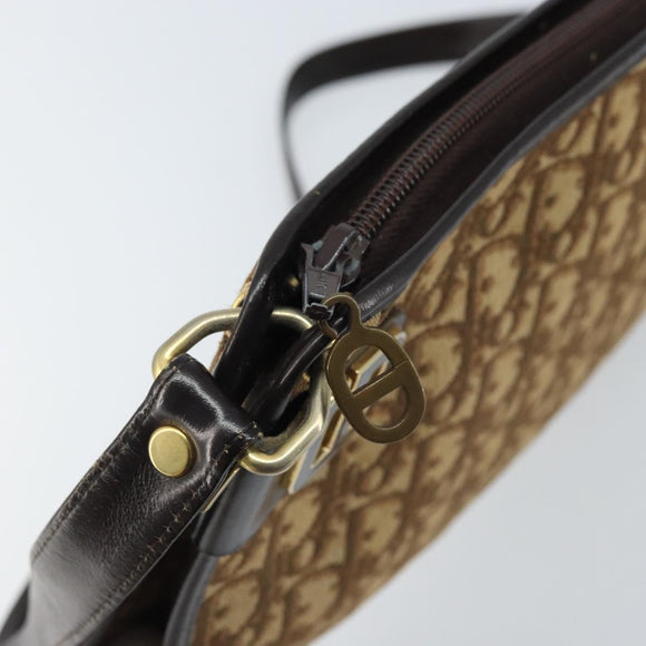 Christian Dior Trotter Canvas Schoudertas Beige Goud Auth ep13688A