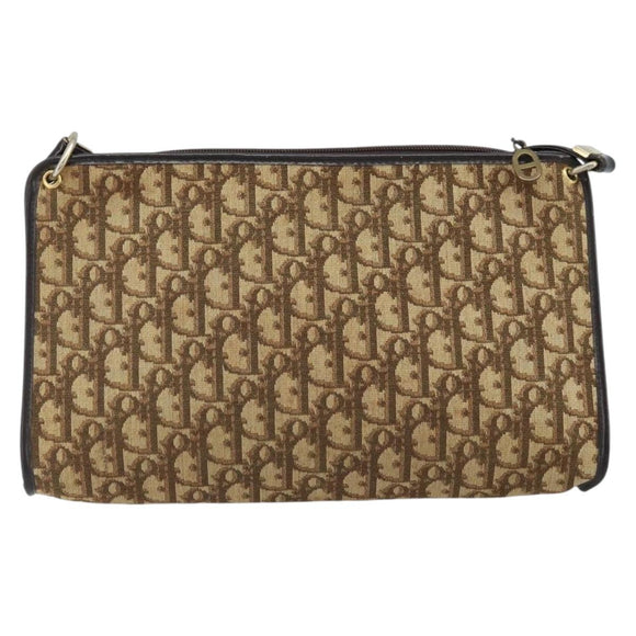 Christian Dior Trotter Canvas Schoudertas Beige Goud Auth ep13688A