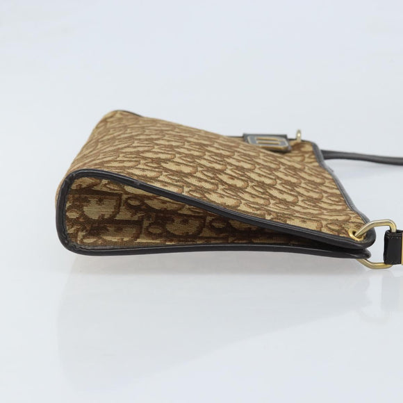 Christian Dior Trotter Canvas Schoudertas Beige Goud Auth ep13688A