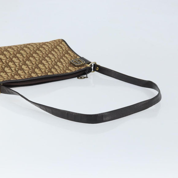 Christian Dior Trotter Canvas Schoudertas Beige Goud Auth ep13688A