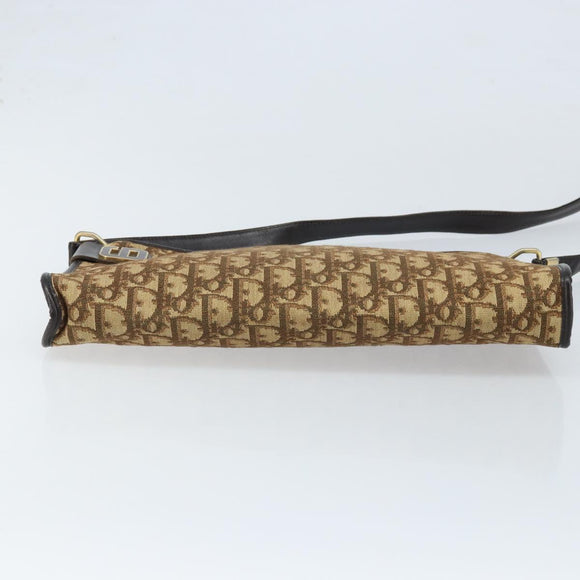 Christian Dior Trotter Canvas Schoudertas Beige Goud Auth ep13688A