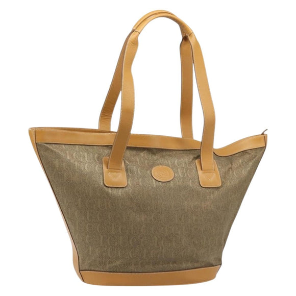 GUCCI Tote Bag PVC Canvas Beige Gold Auth ep13692