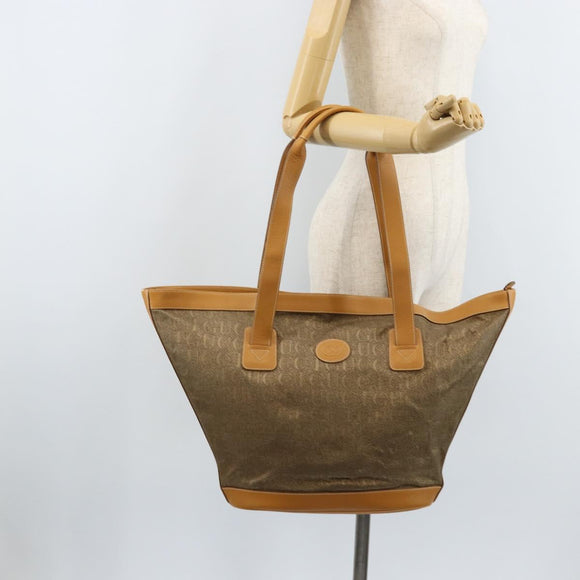 GUCCI Tote Bag PVC Canvas Beige Gold Auth ep13692