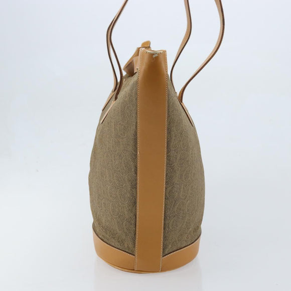 GUCCI Tote Bag PVC Canvas Beige Gold Auth ep13692