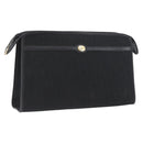 Christian Dior Trotter Canvas Clutch Bag Black Gold Auth ep13694-1