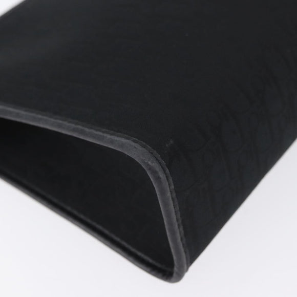 Christian Dior Trotter Canvas Clutch Bag Black Gold Auth ep13694