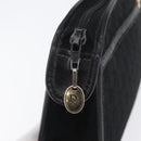 Christian Dior Trotter Canvas Clutch Bag Black Gold Auth ep13694-12