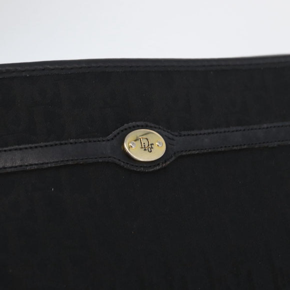 Christian Dior Trotter Canvas Clutch Bag Black Gold Auth ep13694
