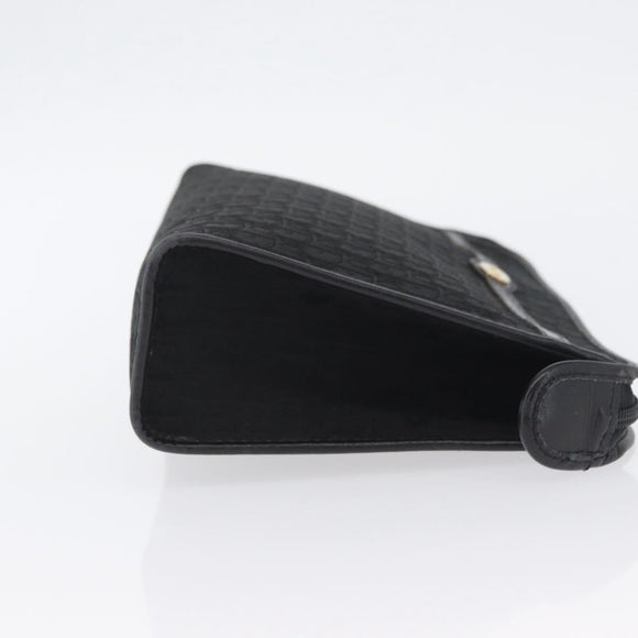 Christian Dior Trotter Canvas Clutch Bag Black Gold Auth ep13694