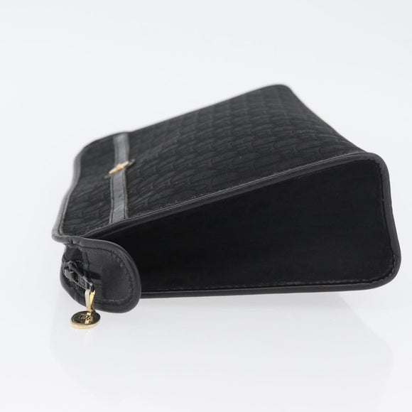 Christian Dior Trotter Canvas Clutch Bag Black Gold Auth ep13694