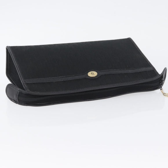Christian Dior Trotter Canvas Clutch Bag Black Gold Auth ep13694