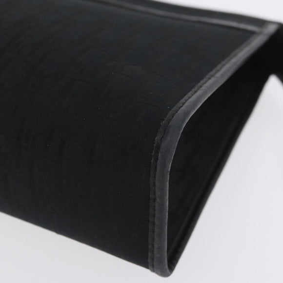 Christian Dior Trotter Canvas Clutch Bag Black Gold Auth ep13694