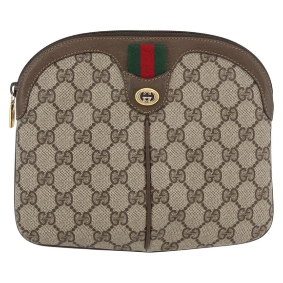 GUCCI GG Supreme Web Sherry Line Tasche PVC Beige Gold 904 02 047 Auth ep13699