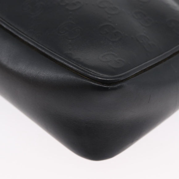 GUCCI GG Supreme Hand Bag Leather Black Gold Auth ep13702