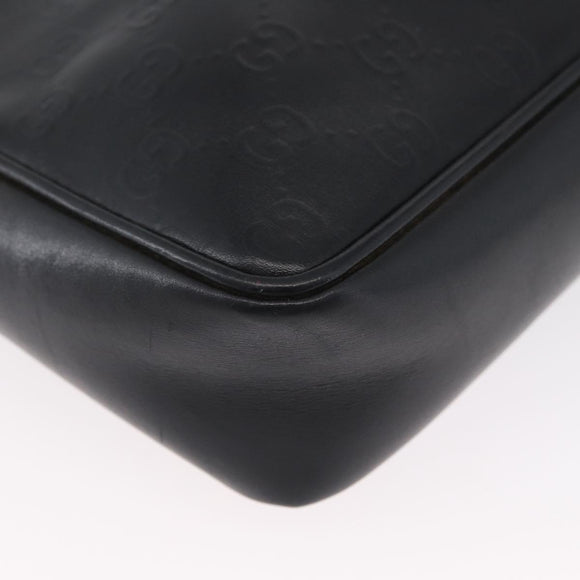 GUCCI GG Supreme Hand Bag Leather Black Gold Auth ep13702