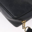 GUCCI GG Supreme Hand Bag Leather Black Gold Auth ep13702-16