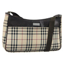 BURBERRY Nova Check Shoulder Bag Canvas Beige Silver Auth ep13710-1