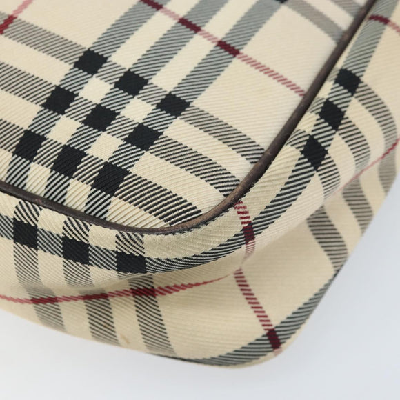 BURBERRY Nova Check Shoulder Bag Canvas Beige Silver Auth ep13710