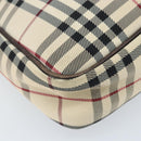 BURBERRY Nova Check Shoulder Bag Canvas Beige Silver Auth ep13710-14