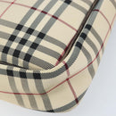 BURBERRY Nova Check Shoulder Bag Canvas Beige Silver Auth ep13710-15