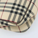 BURBERRY Nova Check Shoulder Bag Canvas Beige Silver Auth ep13710-16