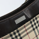 BURBERRY Nova Check Shoulder Bag Canvas Beige Silver Auth ep13710-17