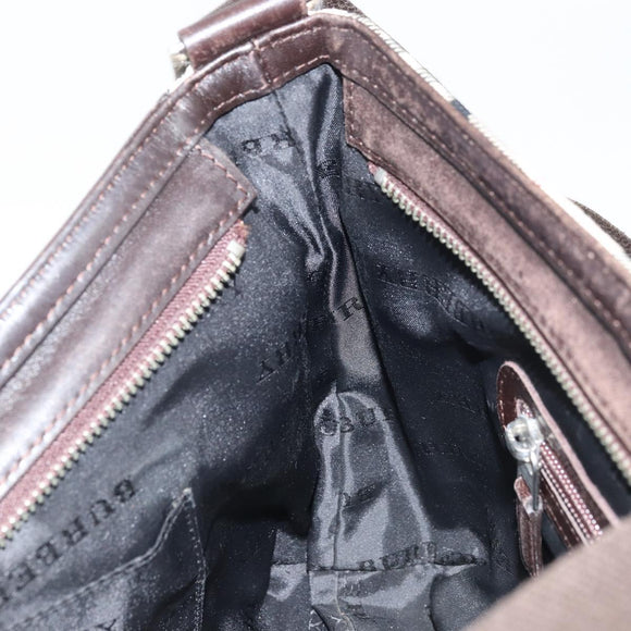 BURBERRY Nova Check Shoulder Bag Canvas Beige Silver Auth ep13710