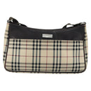 BURBERRY Nova Check Shoulder Bag Canvas Beige Silver Auth ep13710-13