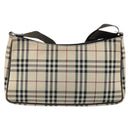 BURBERRY Nova Check Shoulder Bag Canvas Beige Silver Auth ep13710-2