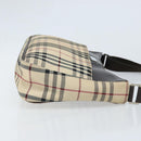 BURBERRY Nova Check Shoulder Bag Canvas Beige Silver Auth ep13710-3
