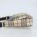 BURBERRY Nova Check Shoulder Bag Canvas Beige Silver Auth ep13710-4