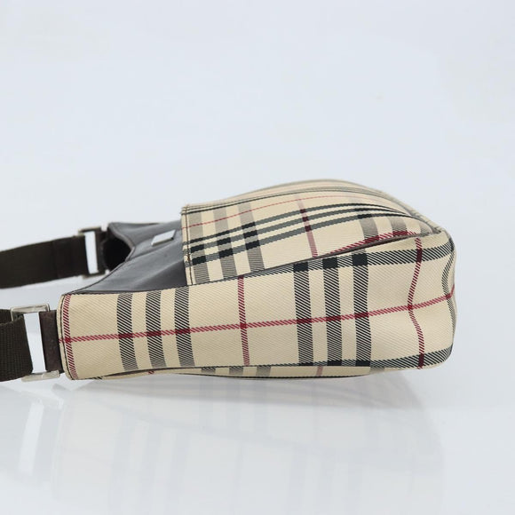 BURBERRY Nova Check Shoulder Bag Canvas Beige Silver Auth ep13710