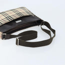 BURBERRY Nova Check Shoulder Bag Canvas Beige Silver Auth ep13710-7