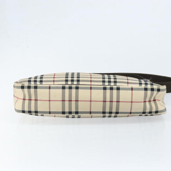 BURBERRY Nova Check Shoulder Bag Canvas Beige Silver Auth ep13710
