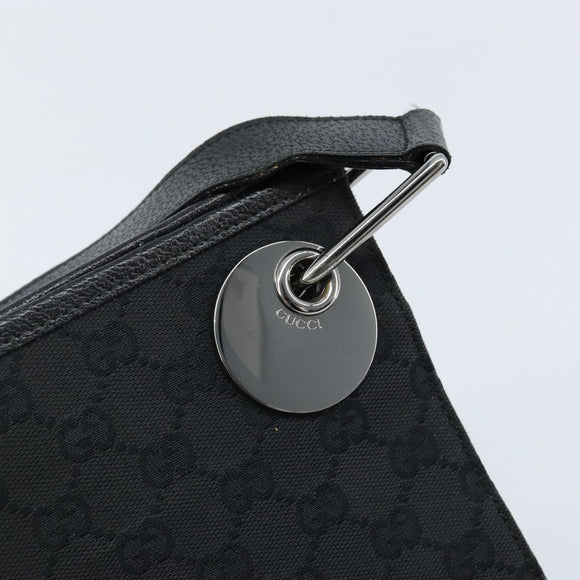 GUCCI GG Canvas Shoulder Bag Black Silver 120841 Auth ep13711