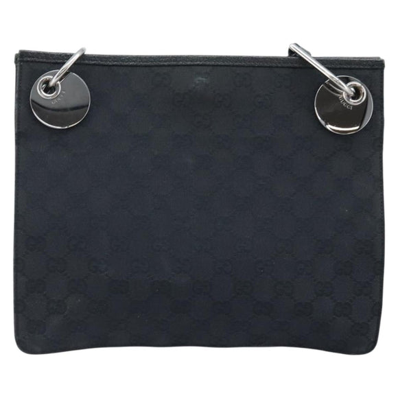 GUCCI GG Canvas Shoulder Bag Black Silver 120841 Auth ep13711
